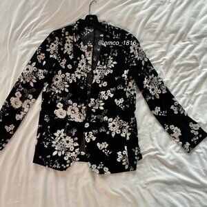 ASTR Open Front Black/White/Pink Lightweight Long Sleeve Blazer/Blouse, Size M/L